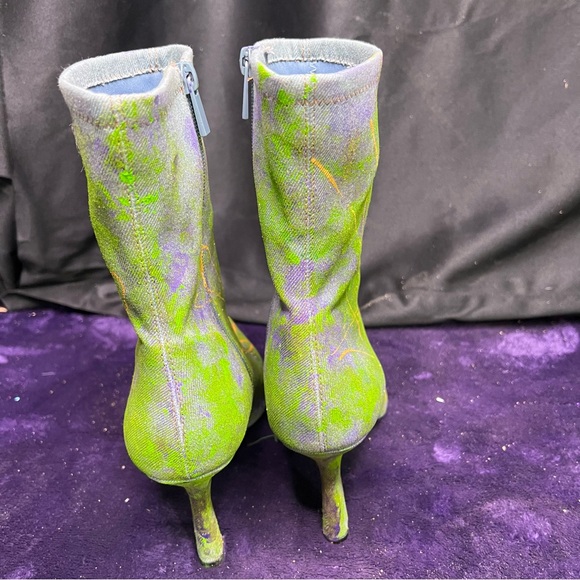 Mardi Gras Custom Stylish Green and Purple Women's Boots, Size 9.5 - Picture 6 of 13